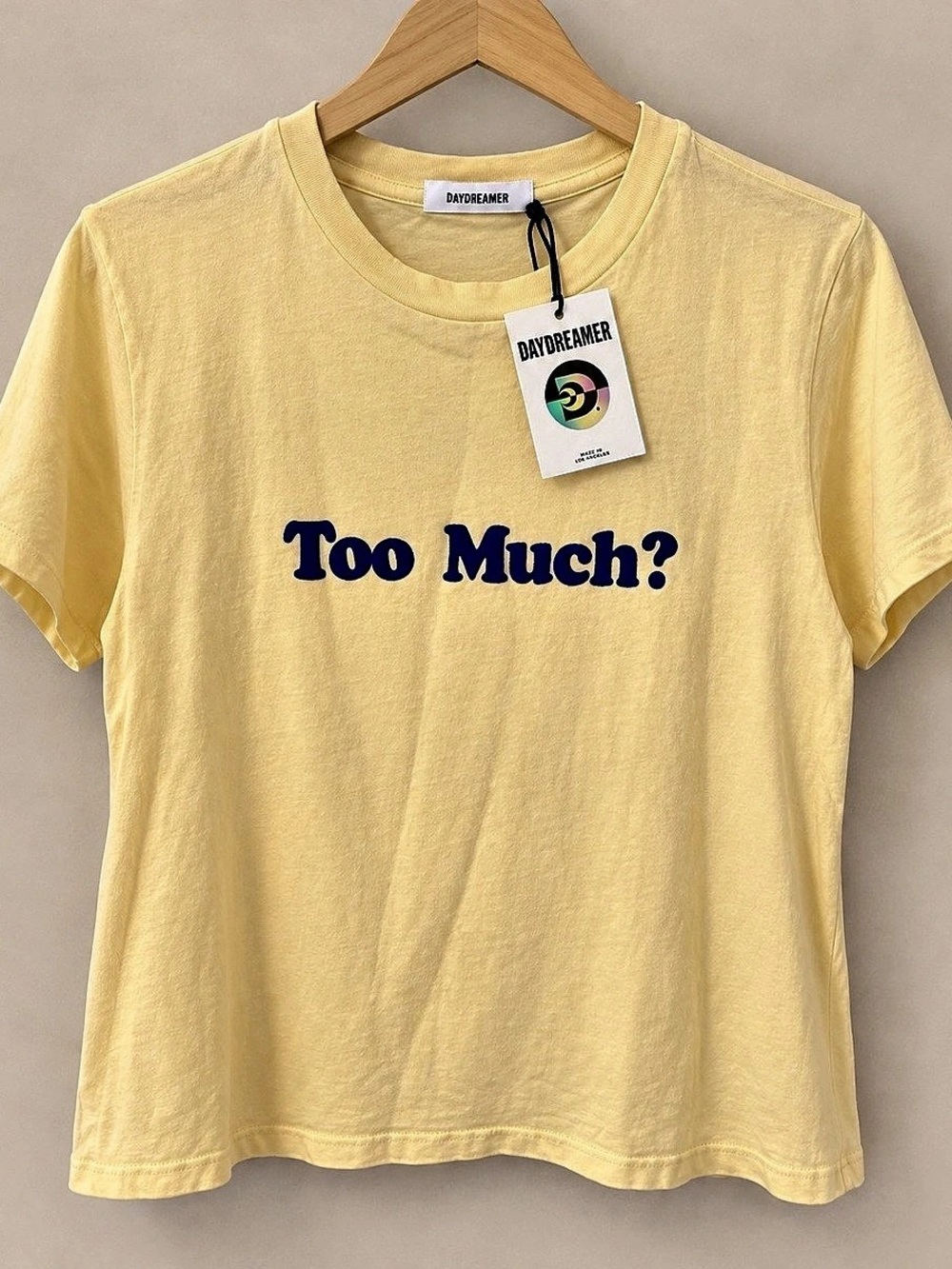 Daydreamer Too Much Tee Yellow Medium NWT